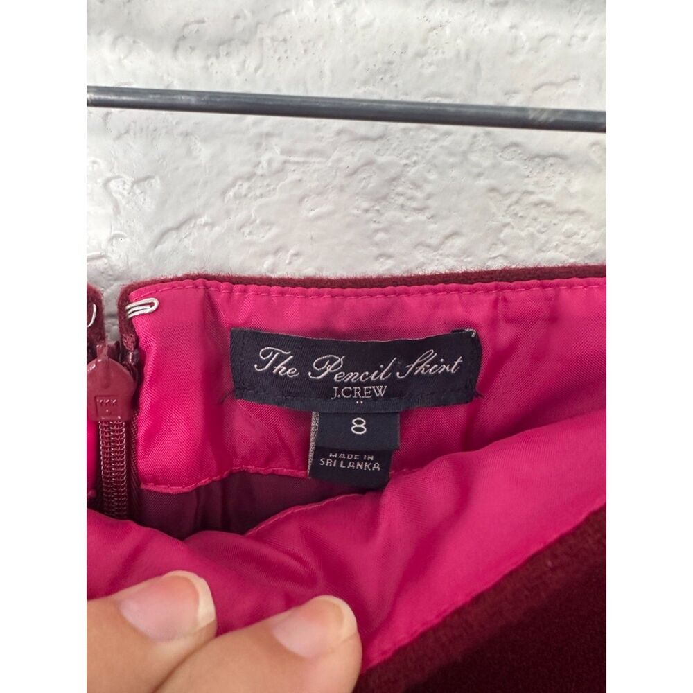 J. Crew The Pencil Skirt Wool Burgundy Size 8 - Picture 4 of 6